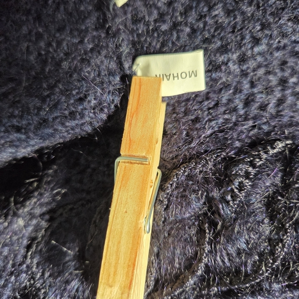 Ziao Yiyi Mohair Knit Sweater Navy Blue Sz Large - Picture 10 of 10